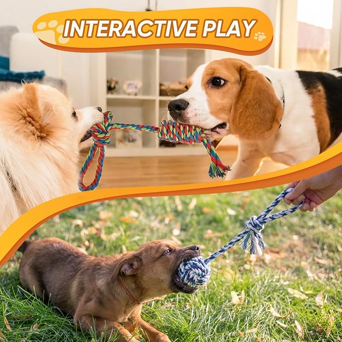 Dog Rope Toys 7 Pack - Puppy Teething Toys for Small Dogs - Durable Dog Chew Toys for Aggressive Chewers - Interactive Tug of War Toys for Boredom & Teeth Cleaning
