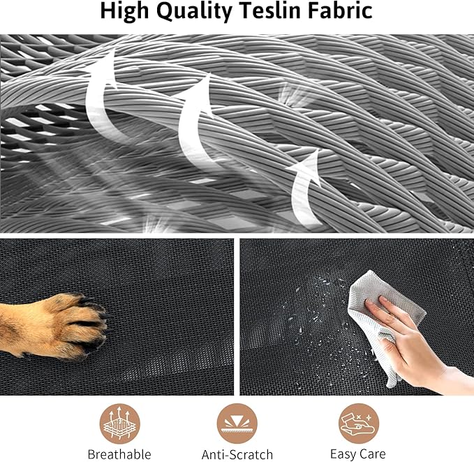 Foldable Elevated Dog Bed, 36"x23"x7" Raised Pet Bed with No Setup, Outdoor DogBed with Breathable Mesh, No-Slip Feet Durable Dog Cots Bed for Medium Sized Dogs, Black