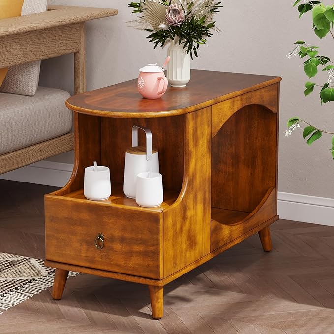 Pet Litter Box Enclosure with Drawer and Storage Shelf, Hidden Litter Box Furniture with Storage Shelf with Cat House Underneath, Indoor Cat House with1 Drawer, Fit Most of Litter Box