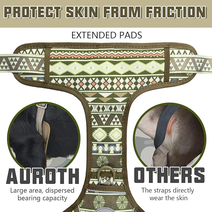 AUROTH Tactical Dog Harness for Large Dogs No Pull Adjustable Pet Harness Reflective K20 Working Training Easy Control Pet Vest Military Service Dog Harnesses