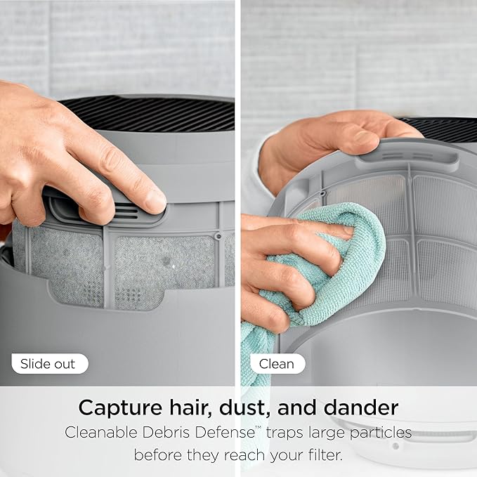 Shark Air Purifier for Home, NeverChange Compact Pro, for Bedroom, Nursery, Home Office, Dorm, HEPA-Exceeding Filter, Captures Pollutants, Pet Dander, Dust, Odor, Smoke, and More, HP071BRN, Winter Fog