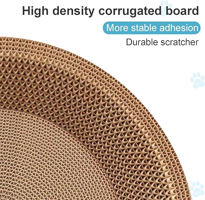 Cat Scratcher Bed, 19.6x12.5 inches Cardboard Cat Scratching Board, Large Cat Scratchers for Indoor Cats, Bowl-Shaped Cat Scratch Pad Bed with Catnip
