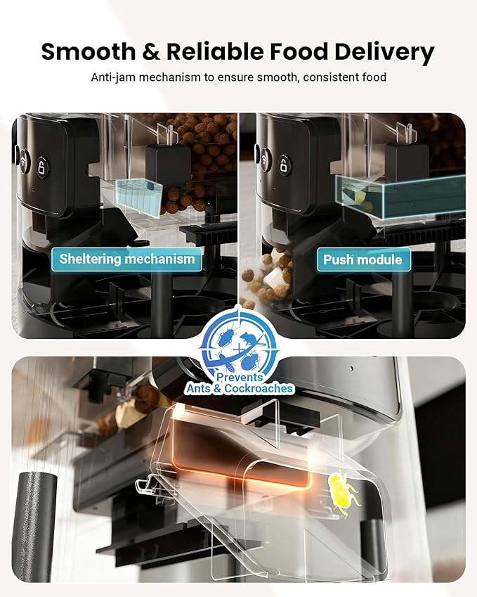 Automatic Cat Feeder for 3 Cats, 6L/25 Cup Cat Food Dispenser with Strong Anti-Jam System, Dual-Effect Desiccant, Smart WiFi App Control Pet Feeder, Automatic Dog Feeder for Cats and Small Dog