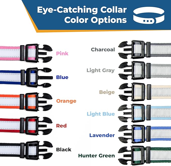 GoTags Reflective Personalized Dog Collar, Custom Embroidered Safety Collar with Pet Name and Phone Number for Boy and Girl Dogs, Small, Medium, and Large Adjustable Sizes (Large, Lavender)