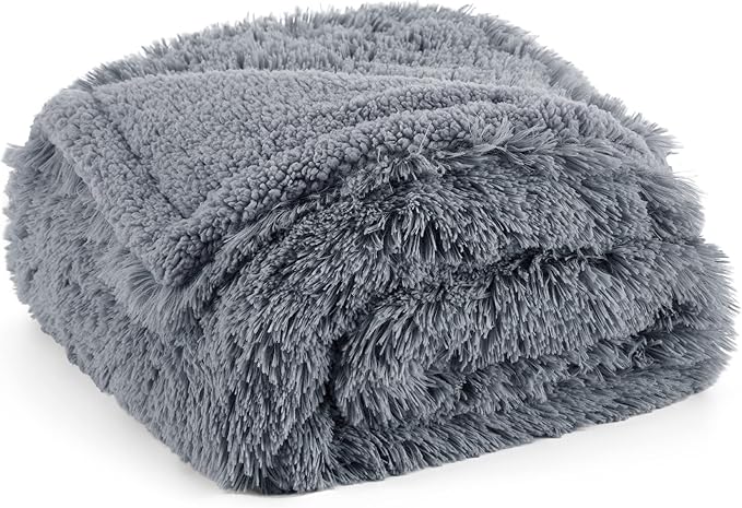 Bedsure Waterproof Dog Blankets for Large Dogs - Cat Blanket for Couch Protector Washable Long Faux Fur, Calming Soft Reversible Throw Furniture Protection for Puppy Pet Pet, 40"x50", Grey