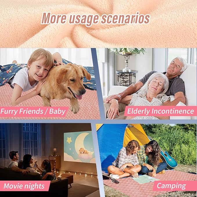 Water Resistant Blanket for Bed Couch Sofa, Cat/Dog Blanket Waterproof Washable, Small Cozy Reversible Furniture Protector, Leakproof Throw (40"x60", Peachy Pink/Peach Cream)