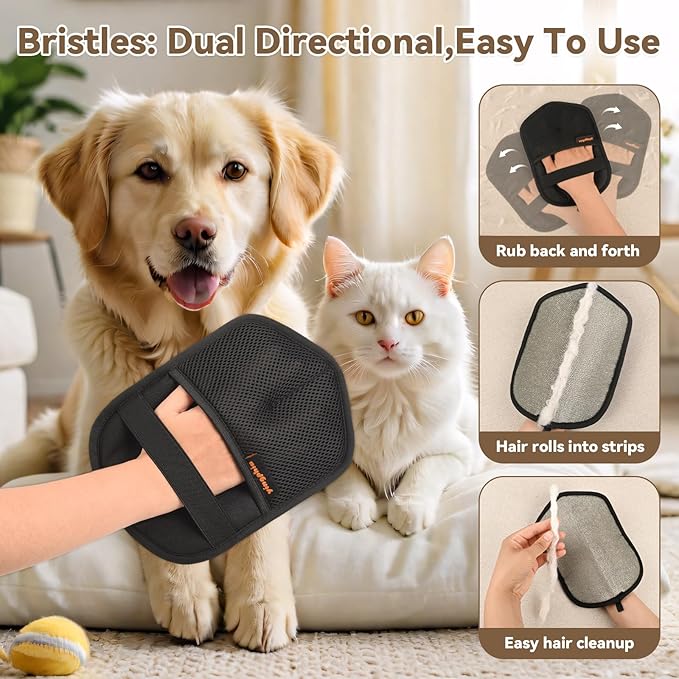 Washable Reusable Pet Hair Remover Glove for Dog & Cat Hair – Electrostatic Fur Removal Tool for Laundry, Clothes, Sofa, Carpet & Car Seats – Easy Clean Lint Remover for Pet Owners