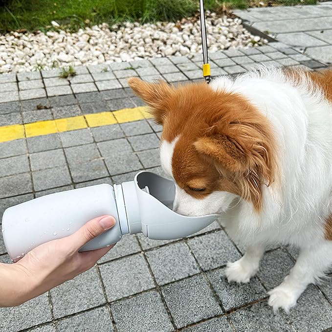 Portable Silicone Dog Water Bottle Pet Water Dispenser with One-Hand Push Button for Outdoor Walking Hiking Camping