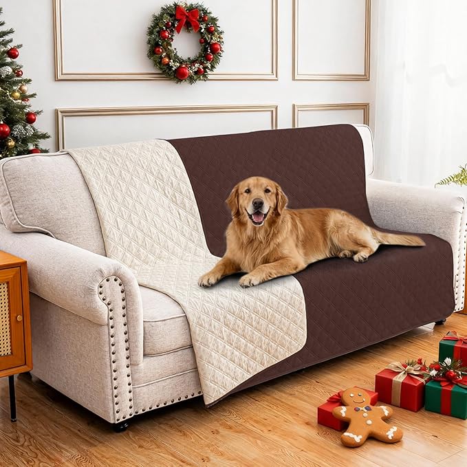 Waterproof Dog Bed Cover Pet Blanket, Soft Couch Cover for Dogs Washable, Non-Slip Dog Blanket Protect Furniture Couch Sofa Car for Puppy Large Dogs Cat (52x82 Inch, Coffee)