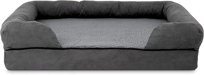 The Dog’s Bed, Large Grey Plush (no Logo), Memory Foam, Pain Relief: Arthritis, Hip & Elbow Dysplasia, Post Surgery, Lameness, Supportive, Calming, Waterproof Washable Cover, Veterinary Approved