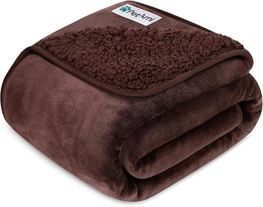 PetAmi Waterproof Dog Blanket for Medium Large Dogs, Pee Proof Pet Blanket for Couch Bed, Reversible Water Proof Blanket for Puppy Indoor Cat, Soft Dog Fleece Blankets Washable, 40x60 Brown