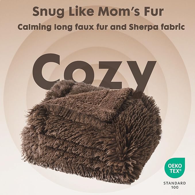 gogobunny Waterproof Dog Blanket for Large Dogs, Cats, Puppy, Reversible Faux Fur Pet Throw Blanket, Washable, Calming Furniture Protection for Sofa Bed (25x35 Inch (Pack of 1), Chocolate)