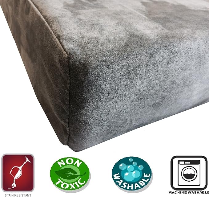Dogbed4less Waterproof Orthopedic Cooling Memory Dog Bed for Large and Extra Large Dogs, Suede Gray Color, Jumbo 55X47X4 Inches