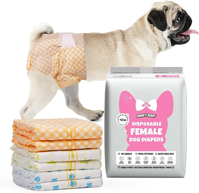 Dono Disposable Dog Diapers Female with Wetness Indicator, Disposable Doggie Diapers for Female Dogs in Heat, Super Absorbent Puppy and Kitten Doggie Diapers Female for Small Medium Large Dogs