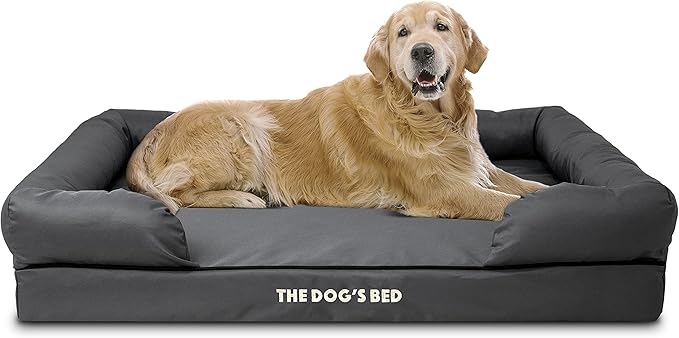 The Dog’s Bed XL Grey, Memory Foam, Pain Relief: Arthritis, Hip & Elbow Dysplasia, Post Surgery, Lameness, Supportive, Calming, Waterproof Washable Cover, Veterinary Approved