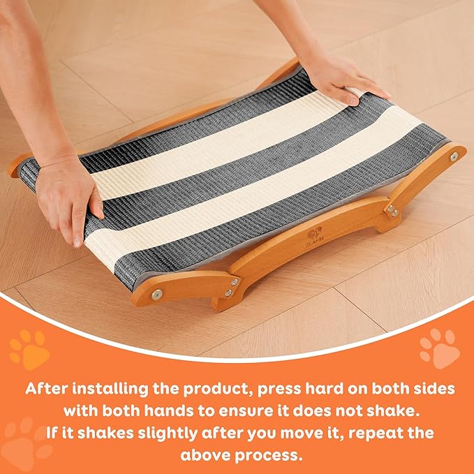 Extra-Larger Sisal Cat Scratcher Bed, Durable Cat Scratching Post with Hammock for Indoor Cats Lounger & Sleep & Scratch, Natural Sisal Cat Scratch Pad, Sturdy Solid Wood Frame (BeigeBlack)