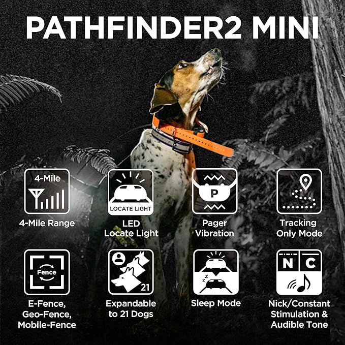 Dogtra PATHFINDER 2 MINI Additional Receiver Dog GPS Tracker e Collar Black LED Light No monthly fees Free App Waterproof Smartwatch control Satellite Real Time tracking long range Smartphone required