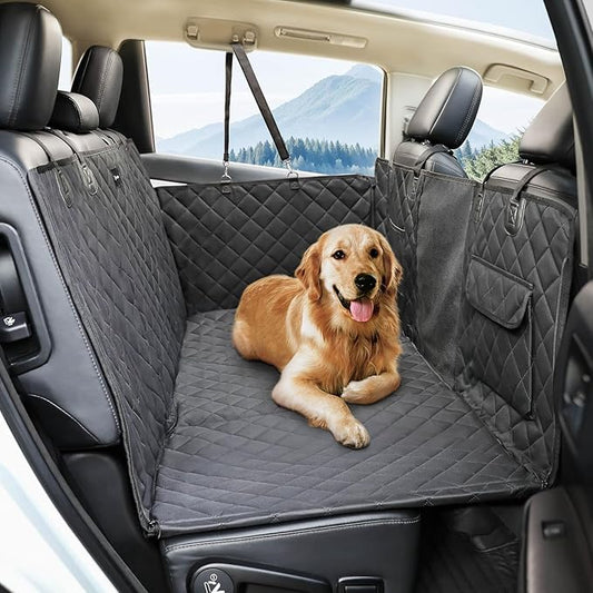 petizer Back Seat Extender for Dogs, Hard Bottom Dog Car Seat Cover, Nonslip Durable Soft Back, 100% Waterproof Car Hammock, Travel Bed, Washable Backseat Protector, Detachable Seat Covers for Car