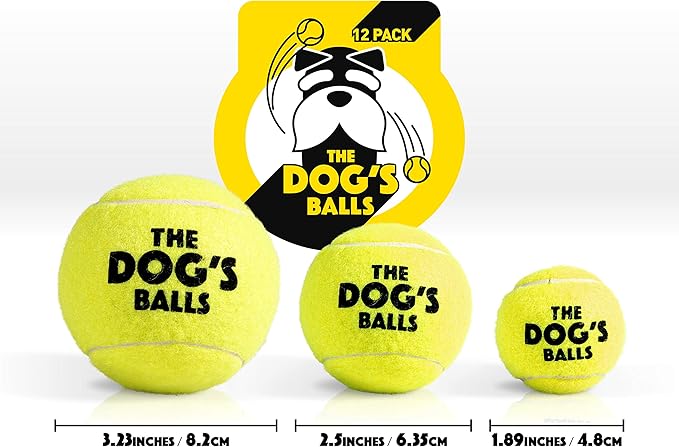 The Dog's Balls, Dog Tennis Ball, Yellow 12-Pack,Strong Toy for Agility Training, Puppy Training, Play, Exercise & Fetch, 2.5 Inch Diameter