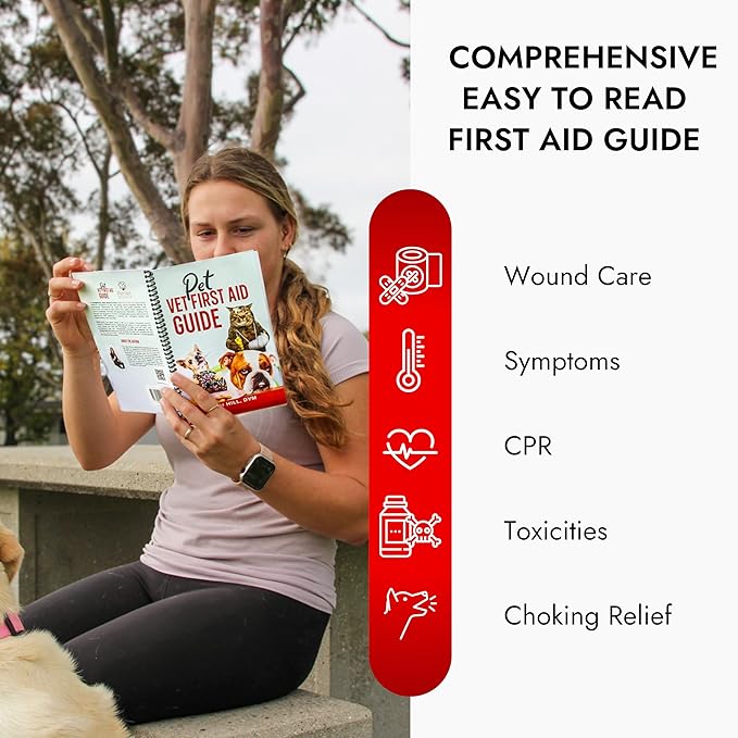 Cat & Dog First Aid Kit - Dog Emergency Kit, Health Supplies & Wound Care -with Thermometer, Bandages for Wounds - Essentials, Travel Bag (Large)