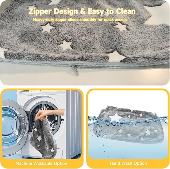 Homegroove 2 Pack Cat Window Perch, 24 x 12 Inch Foldable Cat Hammock for Window with Sturdy Metal Frame, Cordless Window Bed for Resting Seat for Indoor Cats (Grey-with Star Pattern, 24 x 12 Inch)