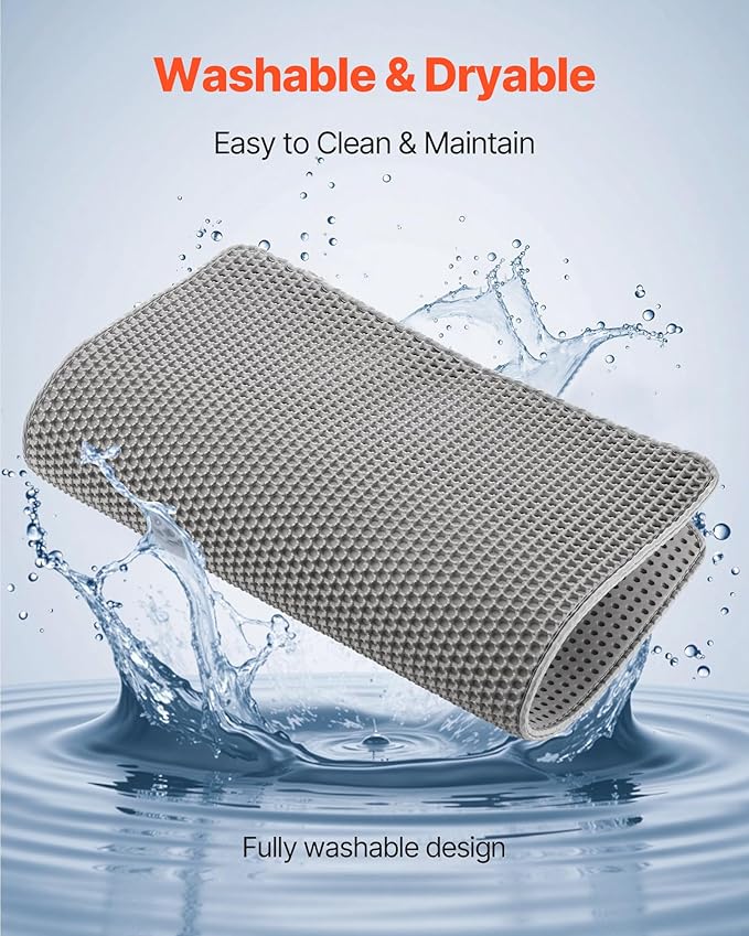 VEVOR Cat Litter Mat, 30 x 24 in, Double-Layer Litter Box Mat, Non-Slip & Urine-Proof Litter-Trapping Mats for Indoor Cats, Honeycomb Design, Soft on Paws, Washable Large Kitty Mats for Floor