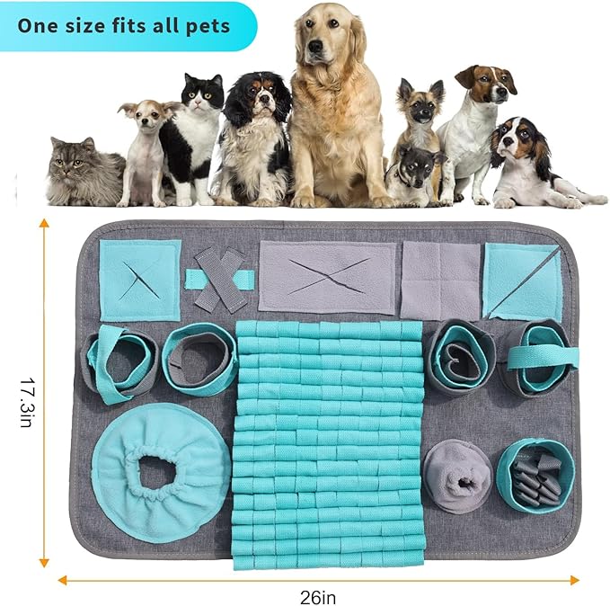 Snuffle Mat for Dogs, Pet Snuffle Mat for Small and Medium Dogs, Interactive Sniff Mat Feeding Mat for Puppies, Slow Feeder Dog Treat Mat for Training and Stress Relief
