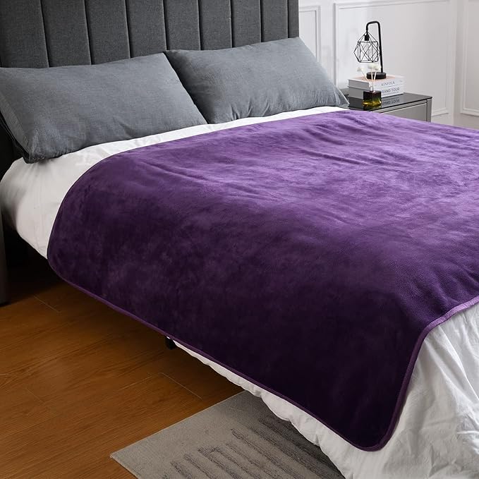Waterproof Blanket for Bed Couch Sofa, Soft Liquid Pee Proof Pet Blanket for Dog Puppy Cat, Reversible Sherpa Fleece Furniture Protector (Dark Purple, 50x60 inches)