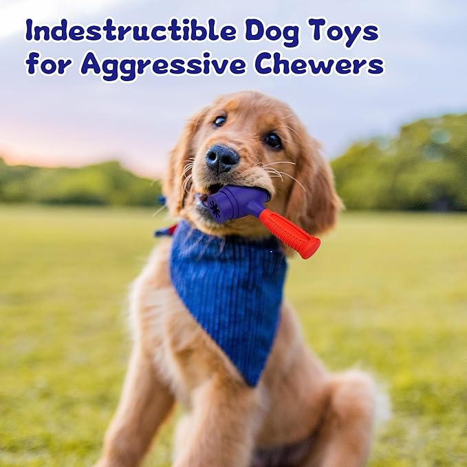 Dog Training Toys for Aggressive Chewers ，Pet Chompion Heavyweight Dog Chew Toy for Medium Large Breeds，Food Grade Non-Toxic Dental Pet Toy(Hammer Dog Toys, 6.78 in XLarge)