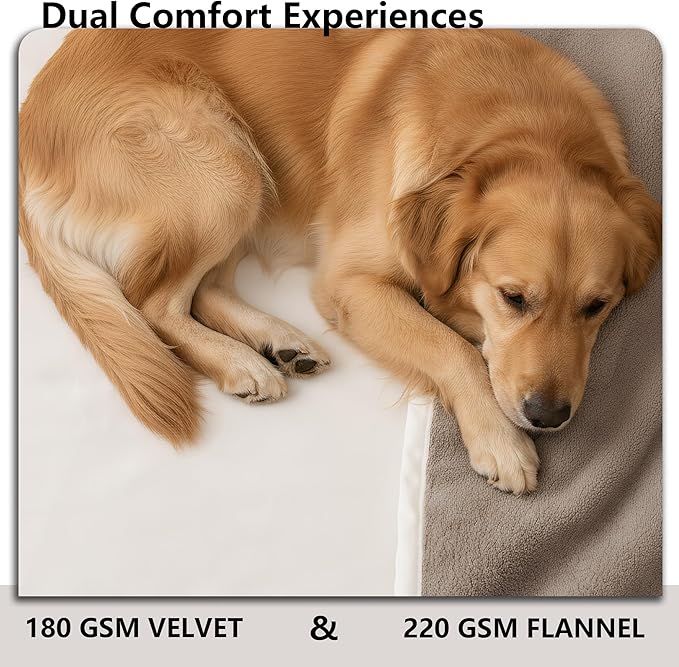 Waterproof Blanket for Bed, Leak Proof Dog Couch Blankets Reversible, Pet Throw Sofa Furniture Protector Machine Washable-82 x120,Beige+Khaki