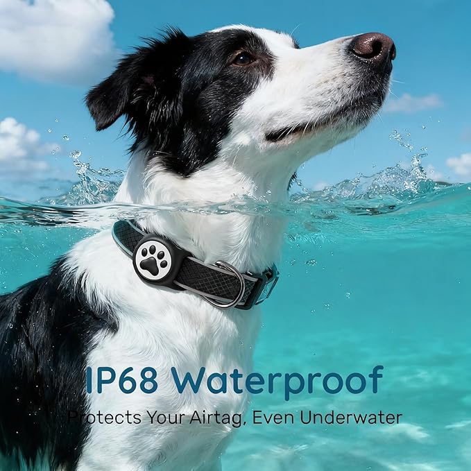 4 Pack-Waterproof Airtag Dog Collar Holder for Apple Air Tag, Silicone Dog Airtag Holder for Anti-Lost Protective Apple AirTag for Pet Collar - Fits All Width Collars (Black Pink & Green Purple)