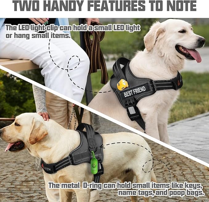 AUROTH Dog Harness and Leash Set, Soft Padded Service Dog Vest with 5.25FT Dog Leash, No Choke, Easy On Pet Vest, Adjustable Reflective No Pull Pet Vest Medium Sized Dog, Easy Walking and Training