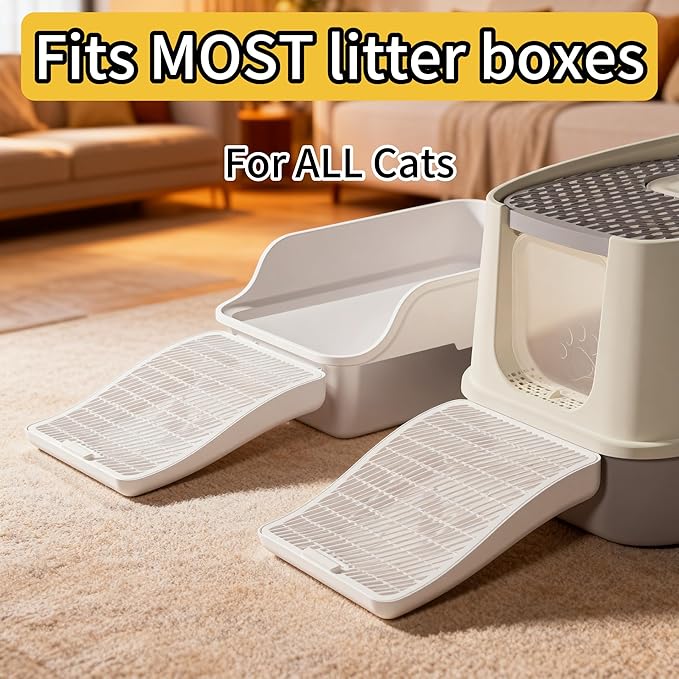Cat Litter Box Step Ramp, Large Height Adjustable Litter Catcher, Non-Slip Trapping Mat for Kitty, Washable Design for Easy Cleaning, Ideal for Small & Elderly Cats 13.8''×17.3''