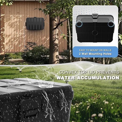 Flemoon Large Outdoor Electrical Box (12.5 x 8.5 x 5 inch), IP54 Waterproof Extension Cord Cover Weatherproof, Protect Outlet, Plug, Socket, Timer, Power Strip, Holiday Light Decoration, Black