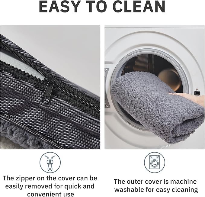 Bedfolks Orthopedic Dog Bed for Large Dogs - Egg Foam Dog Crate Bed with Removable Waterproof Cover, Pet Bed Mat Suitable for Dogs and Pets Up to 50 lbs (35 x 22 x 3 inches, Dark Grey)