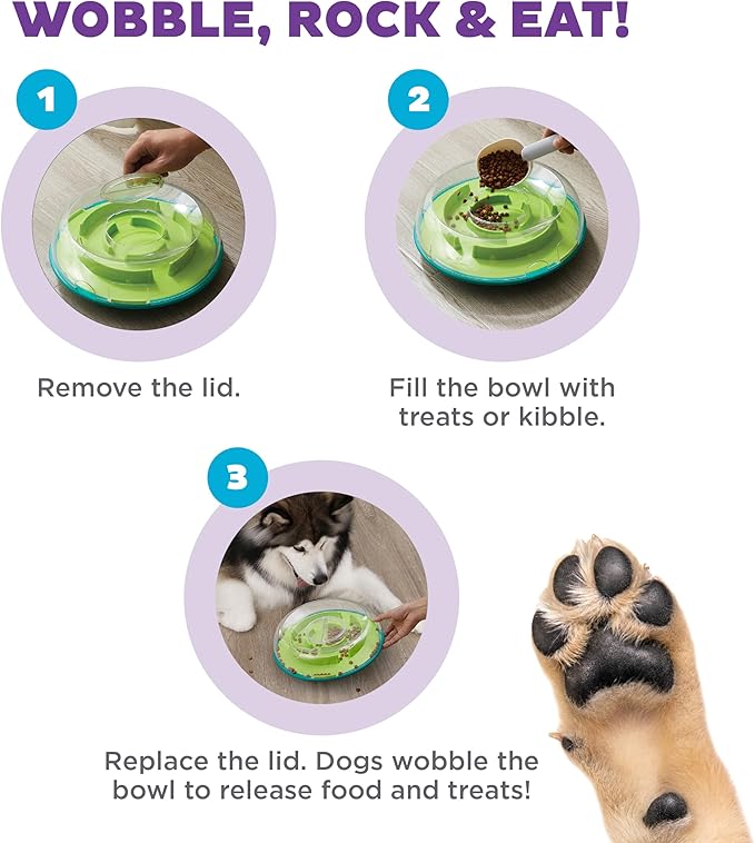 Outward Hound Nina Ottosson Wobble Bowl Dog Game -Interactive Slow Feeder Bowl Dog Game