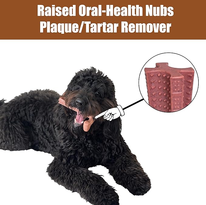 SPOT Bam-Bones Plus T Bone - Bamboo Fiber & Nylon Dog Chew Toy for Moderate to Aggressive Chewers, Non-Splintering, Long-Lasting, 7in Beef Flavor, for Adult Dogs & Teething Puppies Under 90lbs