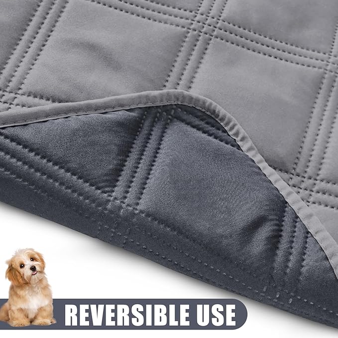 Smiry Waterproof Dog Bed Cover Blanket 82x102, Soft Reversible Pet Blanket, Washable Leakproof Cats Dogs Couch Cover for Sofa, Couch, Furniture, Lattice, Grey/Dark Grey