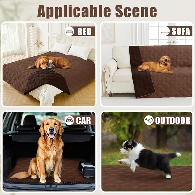 Smiry Waterproof Dog Bed Cover Blanket 82x82, Soft Reversible Pet Blanket, Washable Leakproof Cats Dogs Couch Cover for Sofa, Couch, Furniture, Lattice, Brown/Chocolate