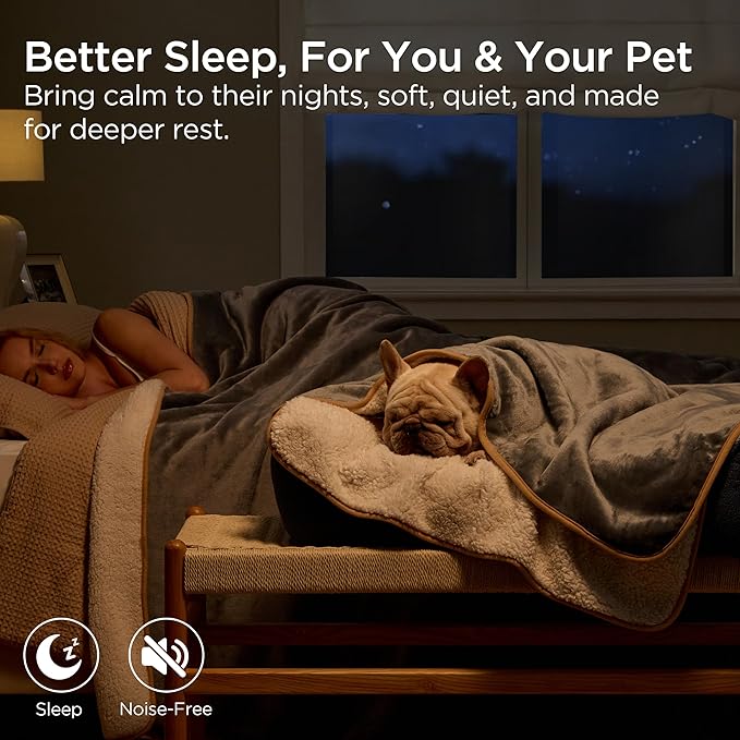 Bedsure Waterproof Dog Blankets for Extra Large Dogs - XL Cat Blanket Washable for Couch Protection, Sherpa Fleece Puppy Blanket, Soft Plush Reversible Throw Furniture Protector, 50x60, Grey