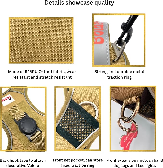 Dog Harness with Airtag Holder and Leash Set-Premium Oxford Breathable Material- Durable Reflective Airtag Dog Harness and Leash Set for Small, Medium, Large and X Large Dogs