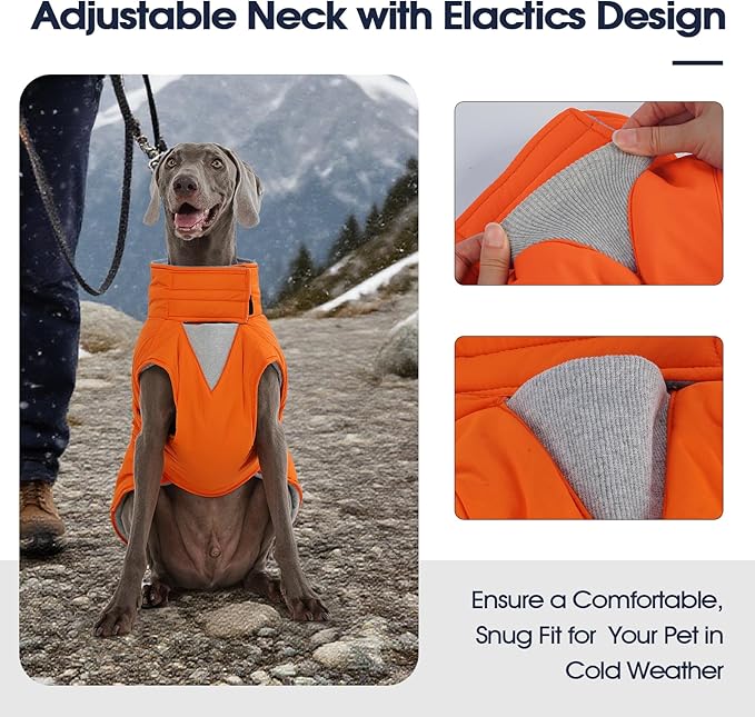 IECOii Dog Coats for Winter Reflective Pet Fleece Vests Windproof Snow Vest Jacket with Buckle Adjustable Pet Coat for Outdoor Hunting, Walking, Waterproof Snow Jackets for Pitbull, Pink, Size XL