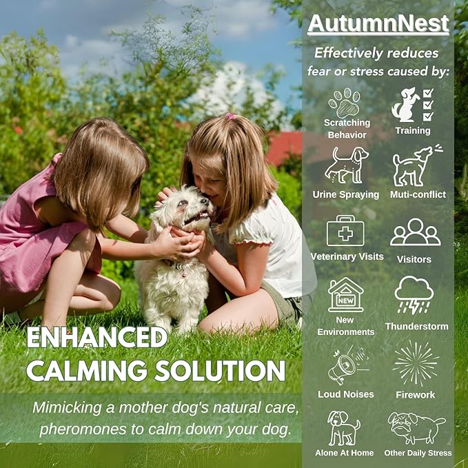 Calming Diffuser for Dog, Pheromone Plug-in Set (2 Diffusers & 6 Refill 48ml) for Dog Anxiety Relief, Reduces Barking, Aggression, Destructive Behavior, Fireworks Fear, 180-Day Dogs Calming Diffuser