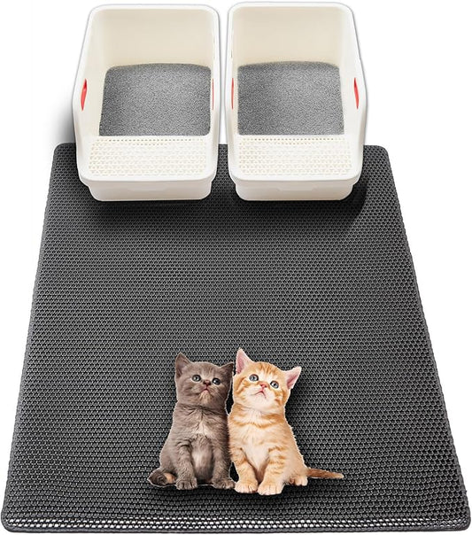 Extra Large Cat Litter Mat, XL 47"x28" Litter Trapping Mat for Cat,Litter Box Matt for indoor, 2 Layer Catcher Rug for Multiple-Pet kitty Litterbox, Waterproof Urine Proof,Clean Easily,Non-Slip