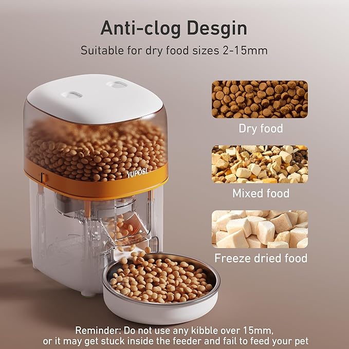 Automatic Cat Feeders - 2L Cat Food Dispenser Easy to Use, Timed Automatic Pet Feeder with Over 180-day Battery Life, 1-6 Meals Dry Food Programmable Portion Control Also for Dogs