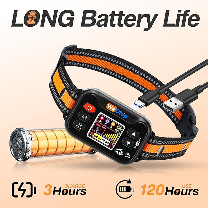 WeChip Wireless Dog Fence Collar, GPS Pet Containment System, Rechargeable, Waterproof, for Dogs 15-120 lbs