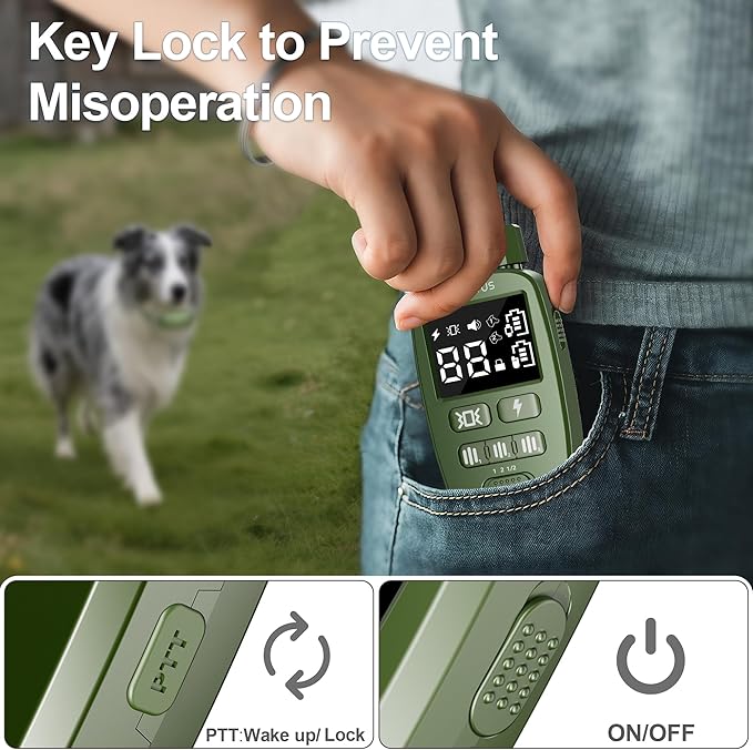 Dog Shock Collar for 2 Dogs, 4500FT Dog Training Collar Rechargeable Electric Collar with Recording & Calling & Vibration & Shock for All Breeds (Green)