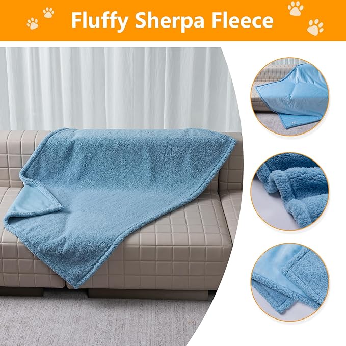 Blue Pet Blankets for Dogs Reversible Waterproof Pets Bed Cover Puppy Cat Blankets Leakproof Sofa Couch Washable Covers Doggie Beds Mats for Warm-Lake Blue,XL