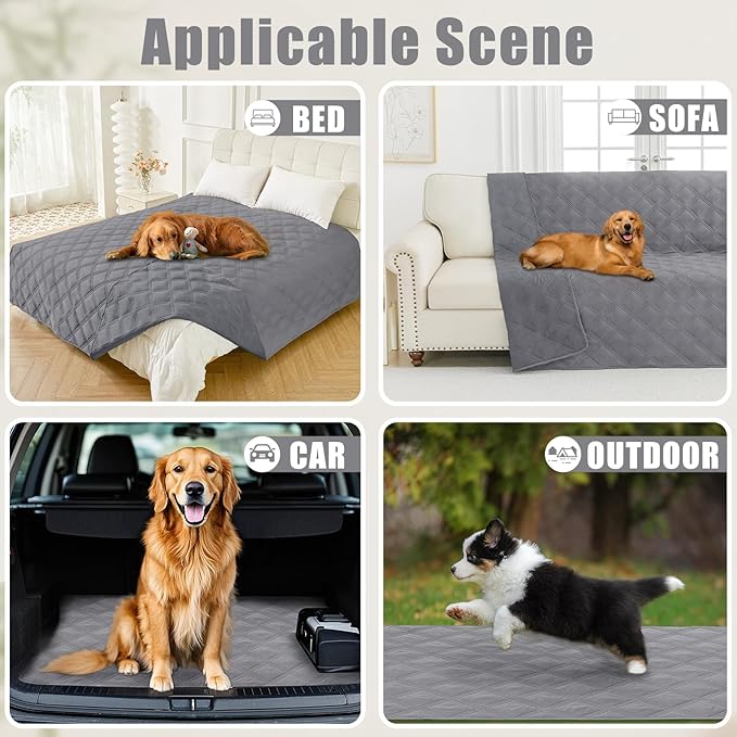 Smiry Waterproof Dog Bed Cover Blanket 40x90, Soft Reversible Pet Blanket, Washable Leakproof Cats Dogs Couch Cover for Sofa, Couch, Furniture, Lattice, Grey/Grey