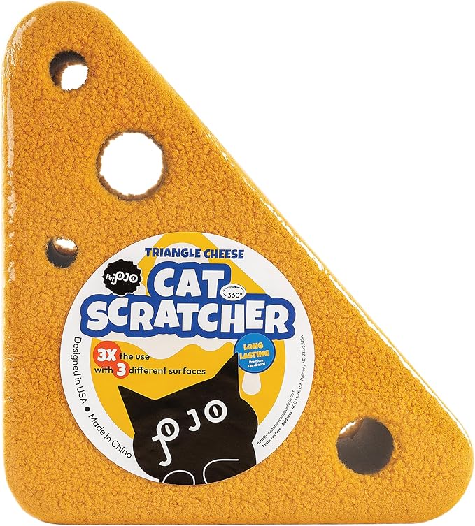 360° Reversible Cat Scratching Post, Cat Scratchers Indoor Cats, Premium Cardboard Cat Scratching Board with Cute Cheese Design and Multiple Scratching Angles, Large